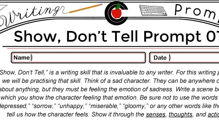 Writing Prompt – “Show, Don’t Tell,” 01 – FTM #006